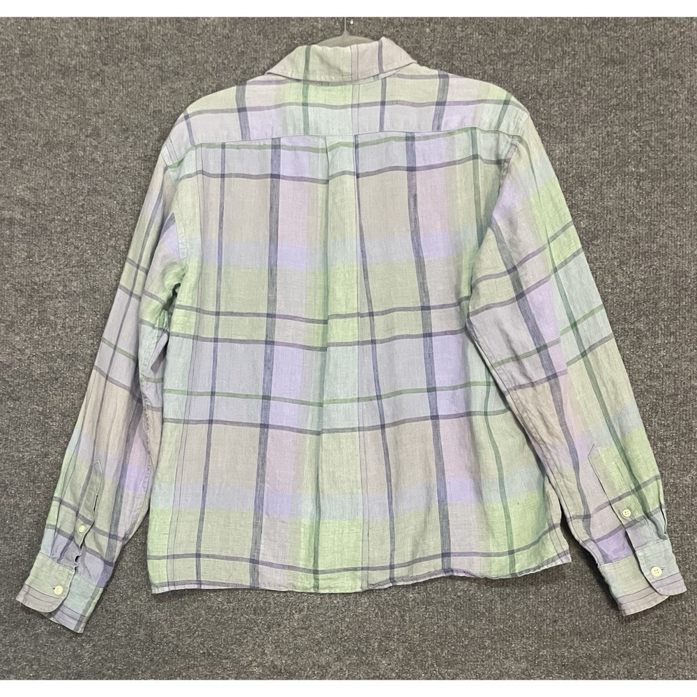 Ralph Lauren Shirt Womens Medium Mulitcolor 100% Linen Button Up Collar - Picture 8 of 10